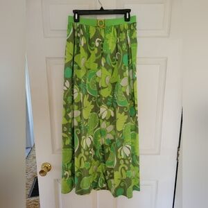 Vintage Wool Floral Belted Skirt
